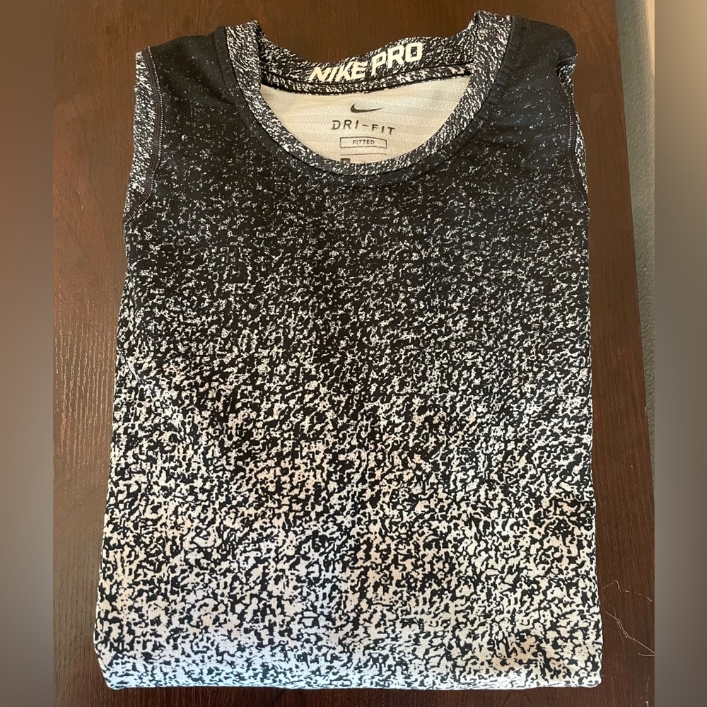 Black and white, mens Nike Pro dri-fit long sleeve shirt.In excellent condition!
